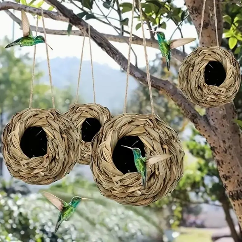 Outdoor Garden Handmade Bird Nest, 1/2/3 Counts Bird Nest with Hanging Rope, Bird Cage for Outdoor Garden Decoration 4