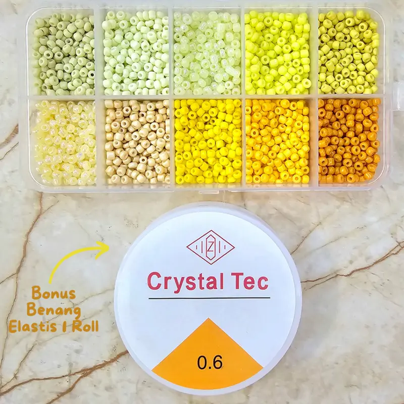DIY Manik Manik Pasir 1 Box Lengkap - Gelang Cincin Kalung (Gratis Benang Elastis 1 Roll) - SM007 Kerajinan 8