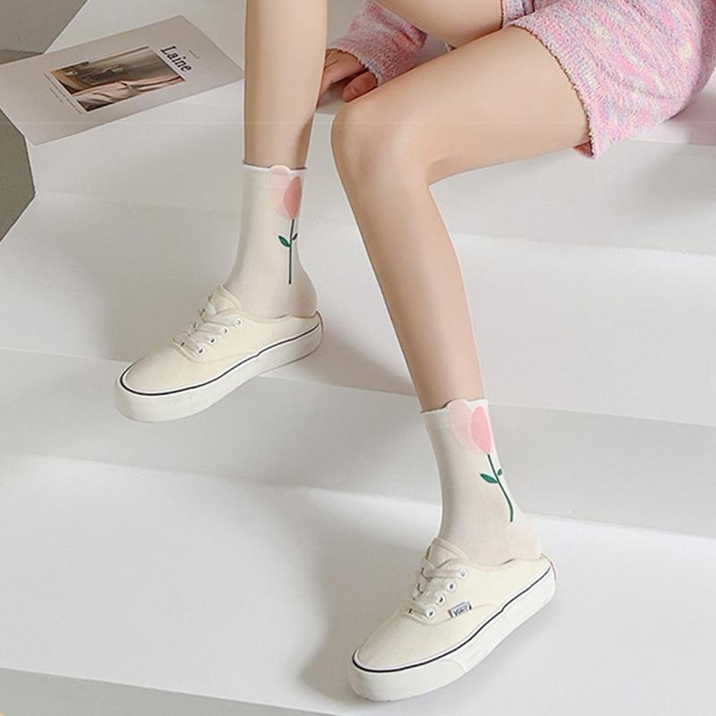 Product Introduction of Japanese Sweet Tulip Lovely Three-Dimensional Flowers Autumn Winter Socks South Korean Instagram Trend Literary Long Socks Woman Spring Womenswear 19
