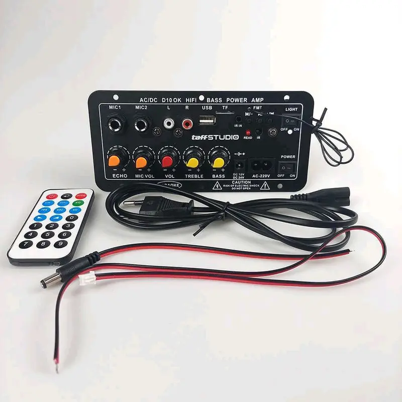 TaffSTUDIO Amplifier Board Audio Bluetooth USB FM Subwoofer DIY 400W - D10OK  Bagi Anda penggemar musik dan sering berpergian menggunakan kendaraan pribadi, audio amplifier Koneksi TF Card, USB Flashdisk, dan Bluetooth termasuk remot 1