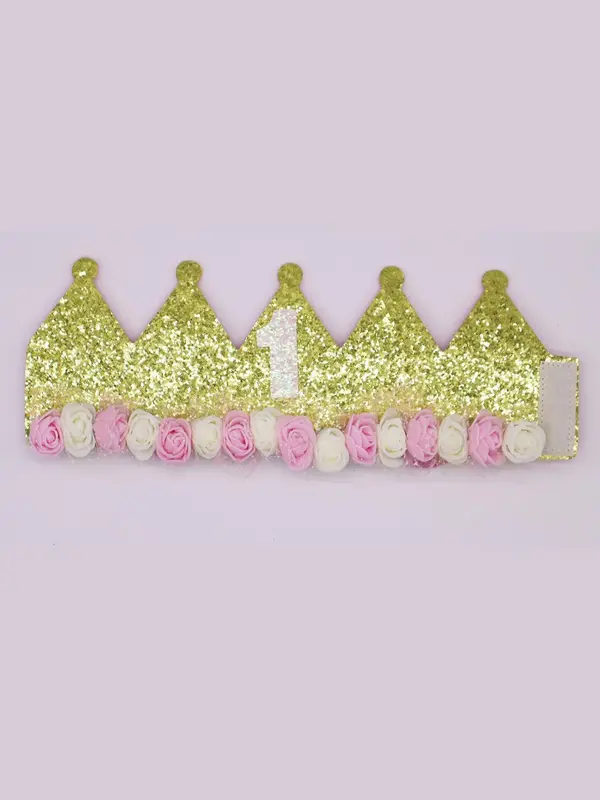 Number 1 Crown Shaped Birthday Headband, Cute Glitter Crown Headband, Fashion Hair Accessories for Women & Girls, Party Supplies 4