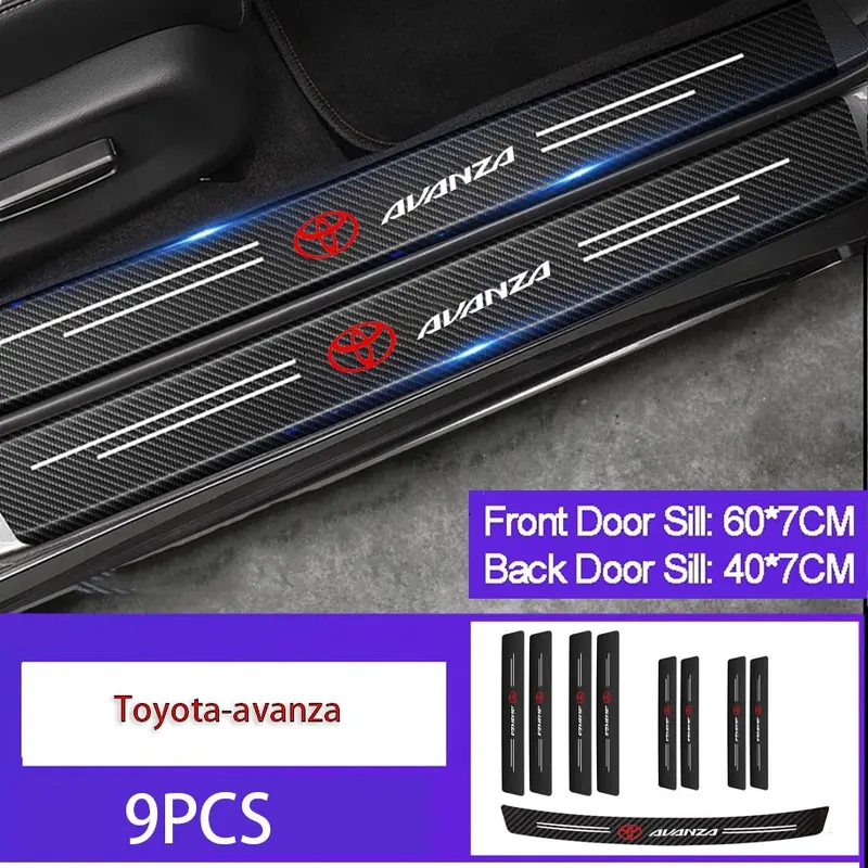Stiker Pelindung Pintu Dan Bagasi Bahan Carbon Fiber Anti Gores Untuk Mobil Toyota Avanza 1