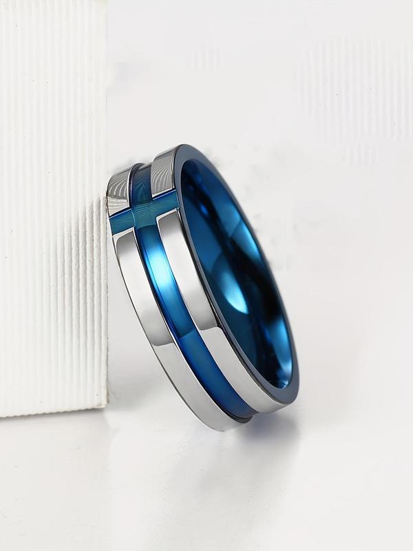Simple Stainless Steel Cross Ring, Minimalist Two Tone Ring, Fashion Elegant Men's and Women's Jewelry Accessories 4