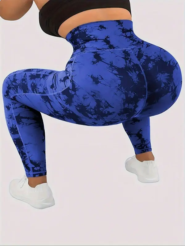 Women's Tie Dye Print High Waist Sports Leggings, Casual Comfy Breathable Seamless Skinny Pants for Yoga Gym Workout Running, Ladies Sportswear for All Seasons 8
