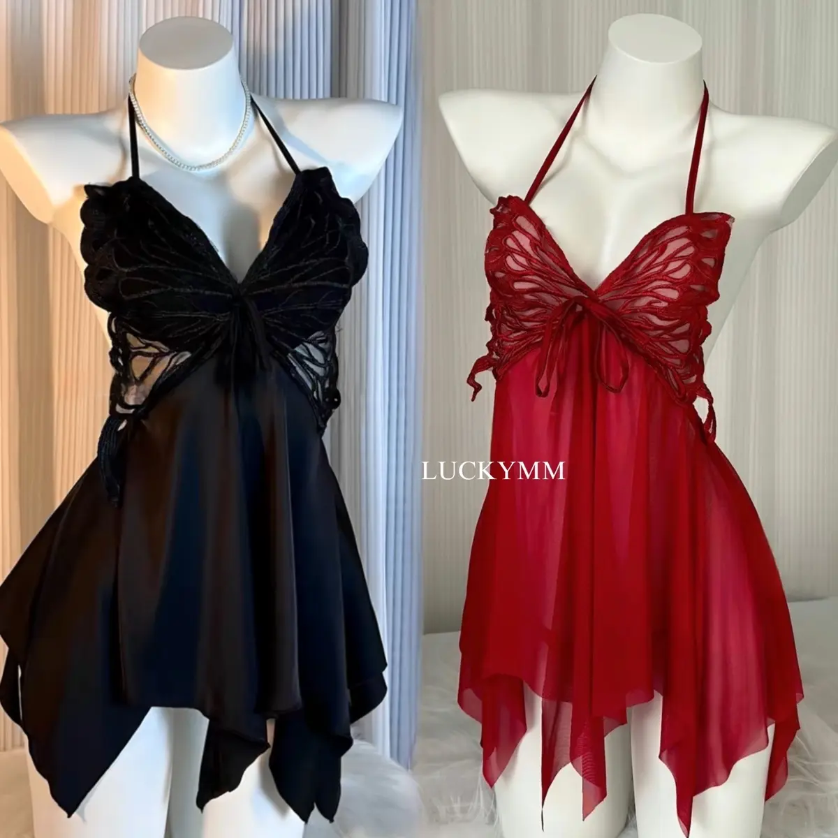 Luckymm Sleepwear Dress Kupu-Kupu Bahan Premium 30