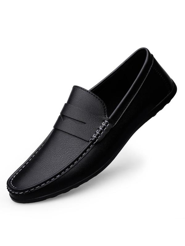 Men's 1 Pair Minimalist Plain Round Toe Slip-on Shoes, Casual Business Style Flat Shoes For Daily Wear, Lightweight Breathable Comfortable Shoes 6