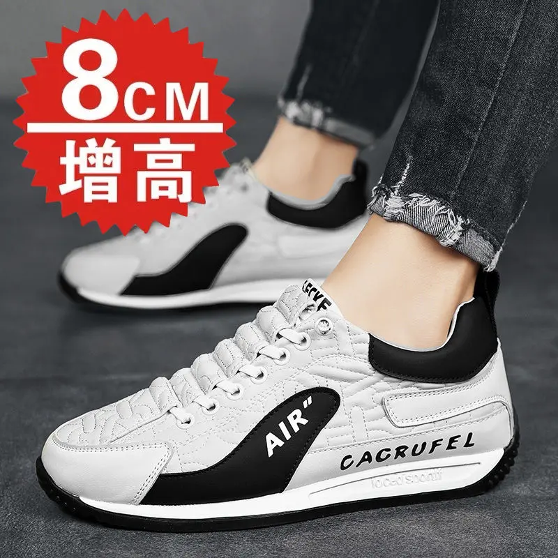 Giày Thang Máy Vô Hình Cho Nam, Đế Tăngều Cao 5 Cm8Cm, Cortez Mỏng, Người Nổi Tiếng Internet, Khối Màu, Thanh Niên, Hợp Thời Trang, Thường Ngày 1