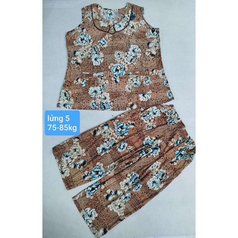 Product Introduction of [sát nách] Size 5 từ 75-85kg mẫu bộ lửng cho nữ vải thun lạnh, mặc nhà mát, phom to, co giãn {Áo Women Quần Ngủ} Nhung Voi 21