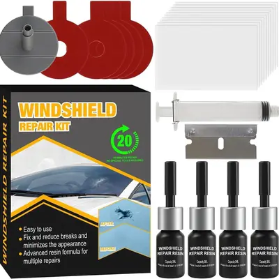 2-Pack Windshield Crack Repair Kit - Fix Chips & Small Cracks On Car Glass, Easy DIY Nano Liquid Repair