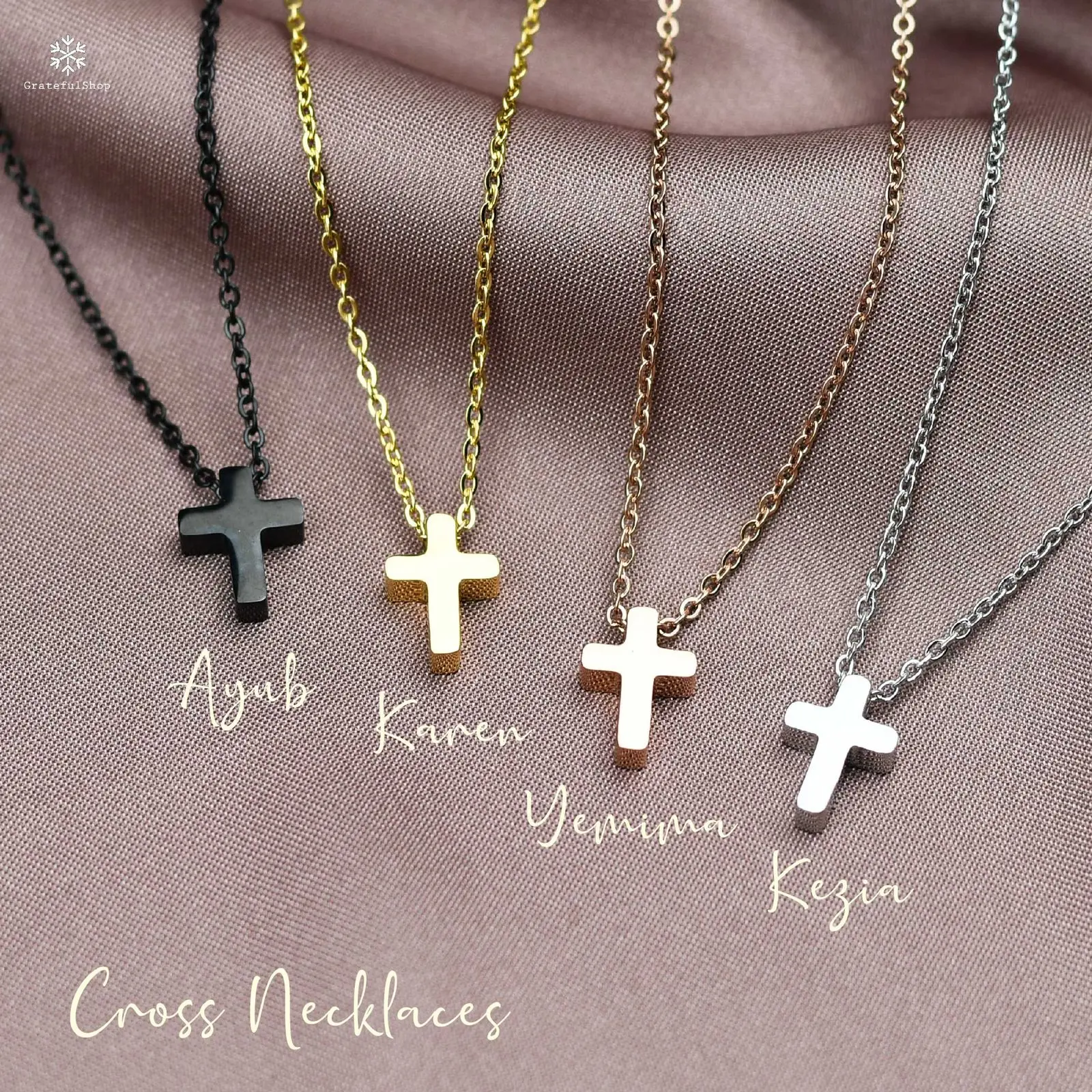 Grateful -  Kalung SALIB AYUB / KAREN / YEMIMA / KEZIA + Custom Ukir Non COD  | FREE POUCH | Stainless Steel rantai jewellery necklace