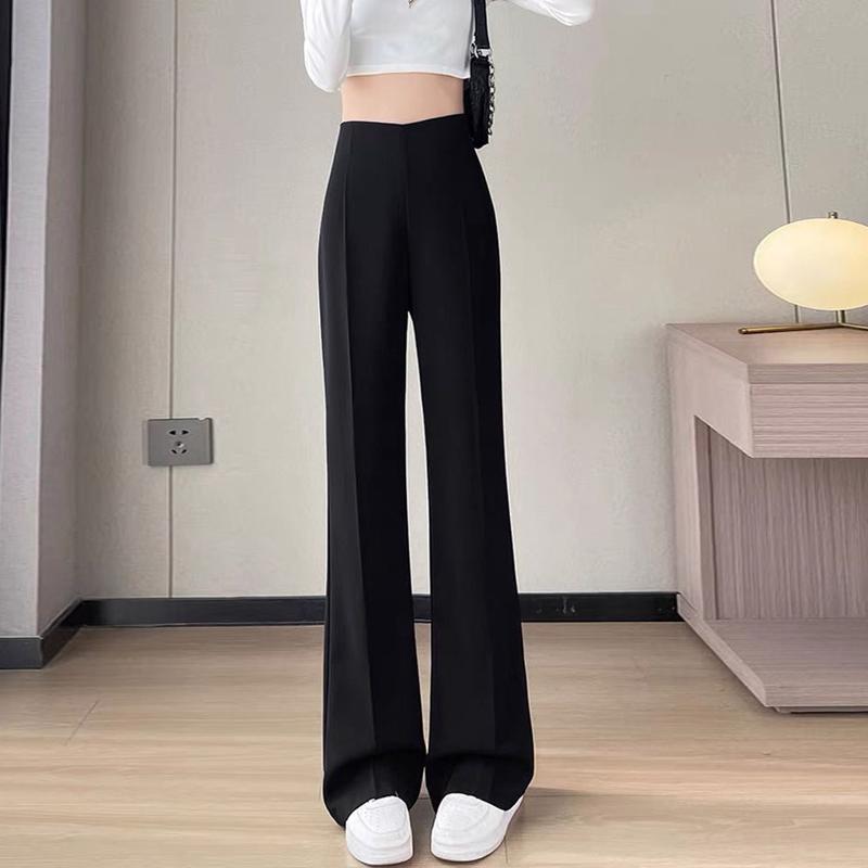 Fashion Women Thin Ice Silk High Waist Wide Leg Pants Korean Casual Straight Suit Trousers Female 4