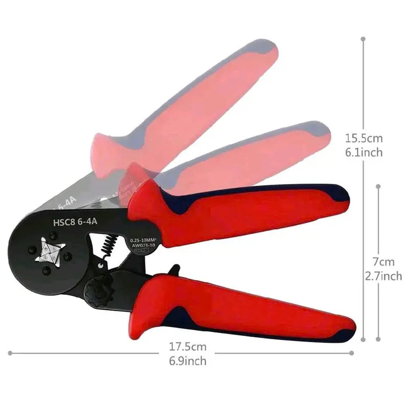 Kìm bấm cos vuông HSC8 6-4A tự điều chỉnh, kèm 1200 đầu cos đủ loại, cos ống tròn, cos pin 2