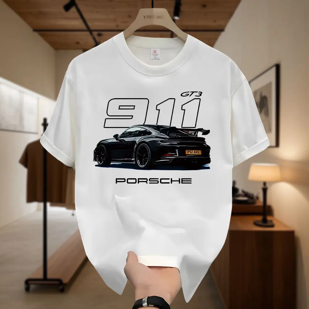 Sports Car-GT3 Print T-Shirt Men's Short Sleeves Trend Loose Plus Size Couple Oversize Top Unisex