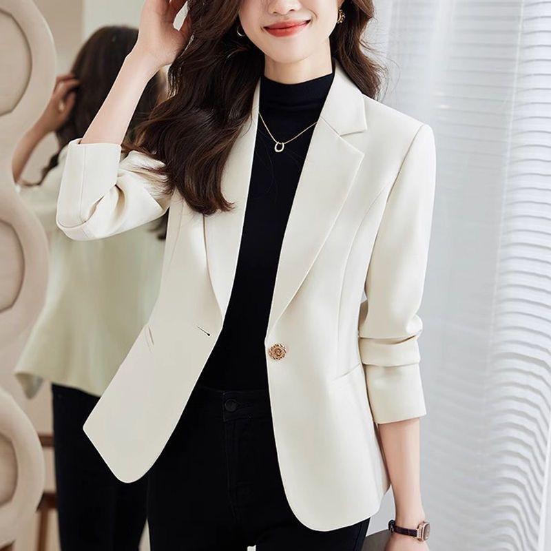 Áo Khoác Vest Trắng, Phong Cách Phương Tây, Dành Cho Nữ, Hàng Mới Về Mùa Xuân Và Mùa Thu 2024, Cao Cấp, Thường Ngày, Ngắn Và Thanh Lịch, Cỡ Nhỏ Thích Hợp Cho Bộ Đồ Nhỏ Top Jacket Women 1