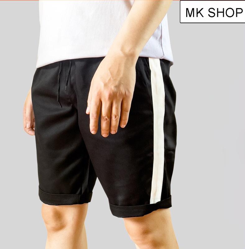 Quần short kaki nam - Quần kaki ngắn cạp khuy lưng thun phối sọc trẻ trung năng động