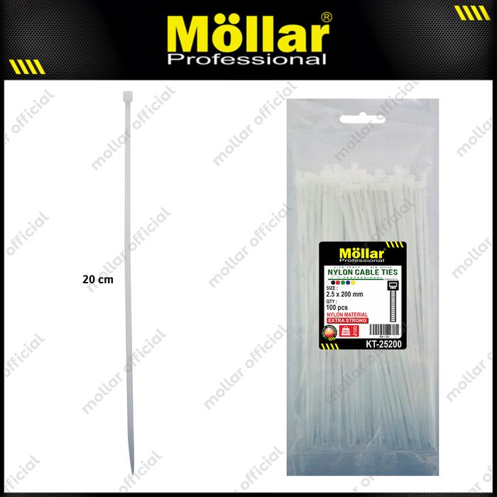 Gambar MOLLAR KT-25200 Kabel Ties 2.5 x 200 mm Putih 20 cm Tali Pengikat Nylon Cable Tie dari Mollar Kota Cirebon Tokopedia