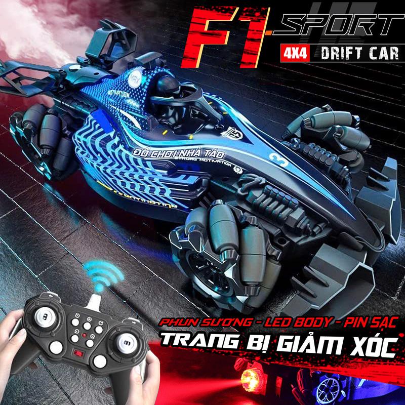 [Bản nâng cấp] Siêu xe đua F1 xả khói PRO Sport Drift điều khiển từ xa, pin sạc, dẫn động 4 motor, bánh xoắn, đèn led cho bé. Đồ Chơi oto điều khiển từ xa Toy 5