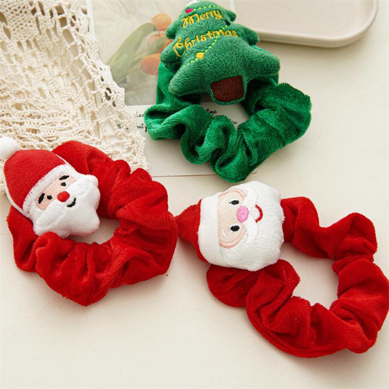 Product Introduction of 1-3 pcs Cartoon Christmas Elastic Hair Ties Cute Santa Claus Christmas Tree High Ponytail Hair Rope Sweet Hair Accessories Gifts 3