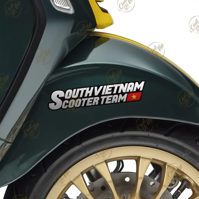 Combo 2/4 tem logo decal tem sticker hội nhóm xe tay gas dán trang trí xe máy SOUTH VIETNAM SCOOTER TEAM Nhãn Dán 3