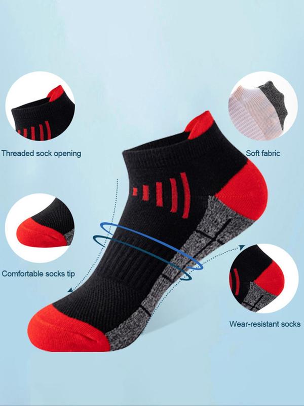Men's Colorblock Low Cut Socks, Breathable Comfortable Socks for Daily Wear, Multipack Knit Socks for All Seasons 4