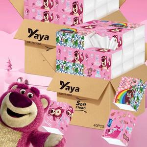 （ทิชชู่หมีสตอเบอรี่ 1 ลัง 40 แพ็ค） O-4 ทิชชู่ป๊อปอัพลายหมี 1ลัง40ห่อ กระดาษทิชชู่ ทิชชู่เช็ดหน้า สัมผัสนุ่ม อ่อนโยนไม่ระคายเคือง