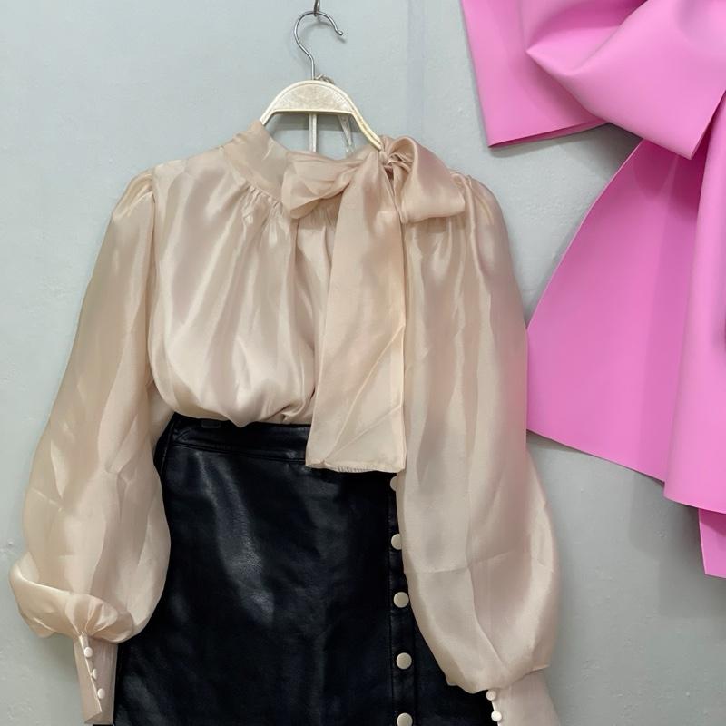 Áo sơ mi nữ , áo sơ mi voan , sơ mi nữ voan tơ    Nữ Women Jacket Top Shirt Kem Voi 1