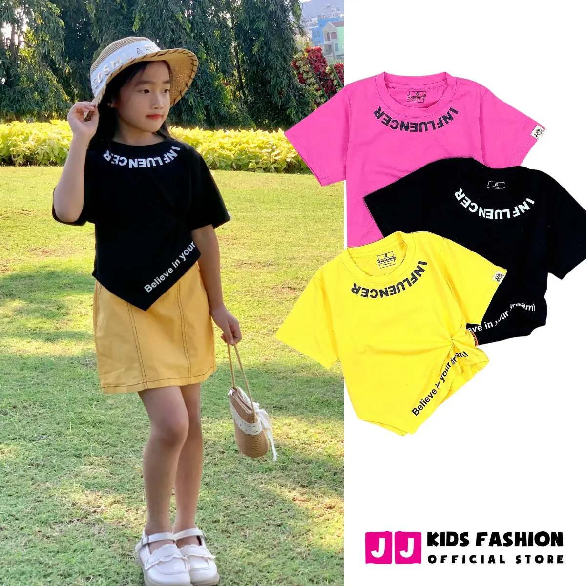 JJ Kids Fashion | Áo thun crop top thời trang trẻ em, áo croptop xoắn eo cho bé gái size từ 15 - 45kg | Extra Shipping