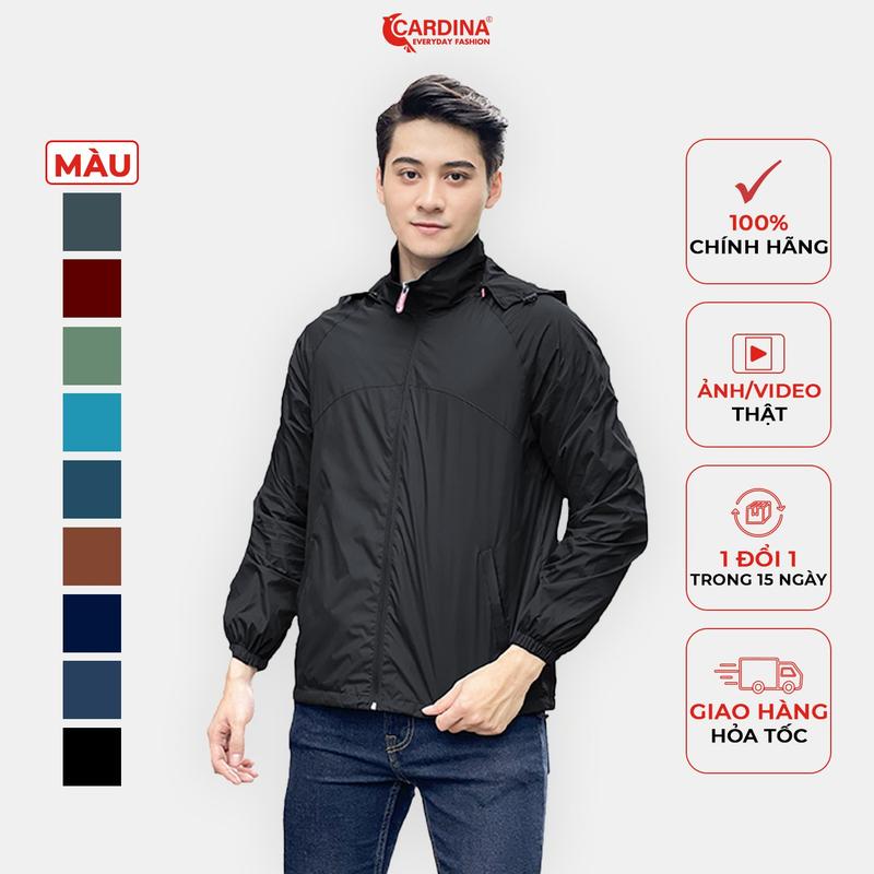 Áo khoác gió nam CARDINA 2 Lớp Lót Lưới Cao Cấp Siêu Cản Gió Giữ Nhiệt Cản Bụi Chống Nước 1GM Menswear Denim Cổ Cao Jacket Baggy