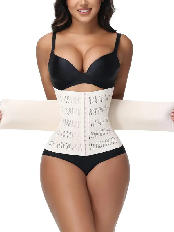 Women's Solid Color Hook & Eye Closure Waist Trainer, Breathable Comfortable Tummy Control Shaper, Waist Cincher for Women 6