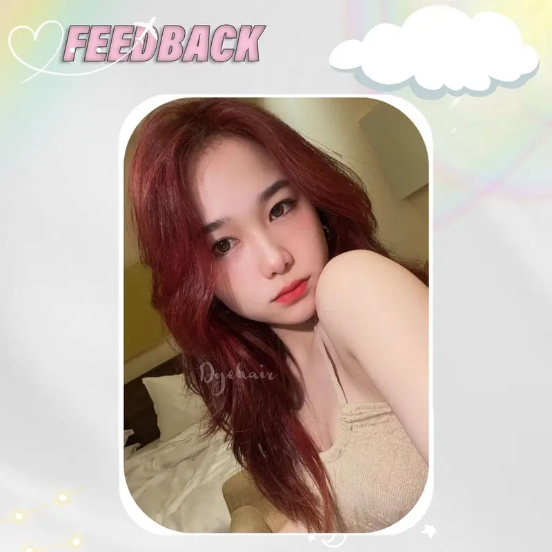 Thuốc nhuộm tóc Đỏ Cherry, không cần tẩy tóc, Dyehair, tặng kèm oxy trợ dưỡng và bao tay Đổi Màu Tóc Nữ Dưỡng Tóc 2