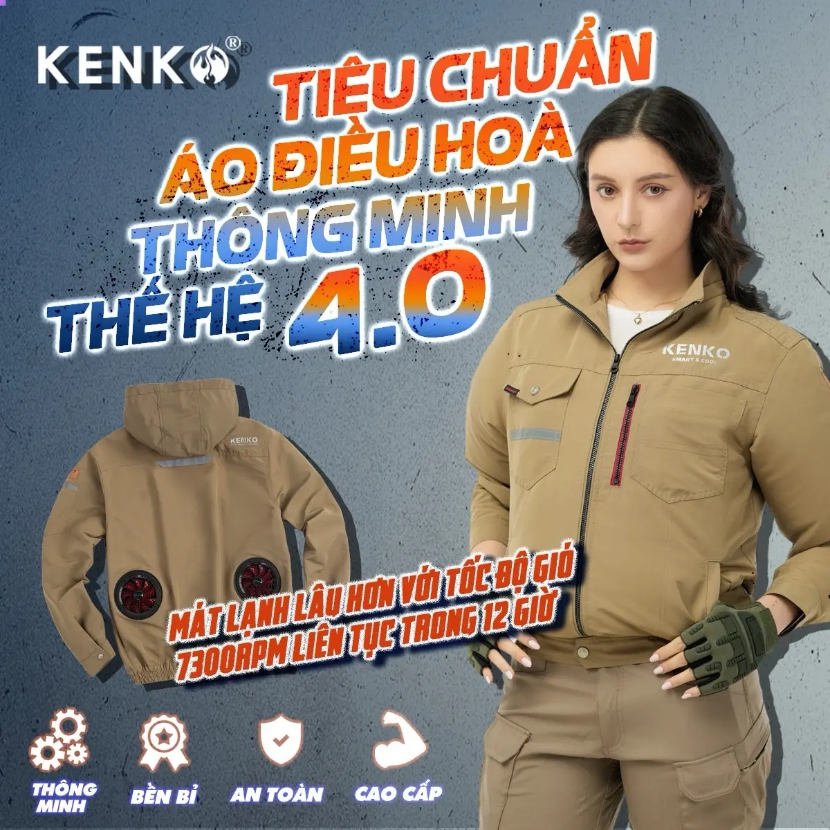 Áo điều hoà Nhật Bản KenKo (áo lẻ, không bao gồm pin quạt)