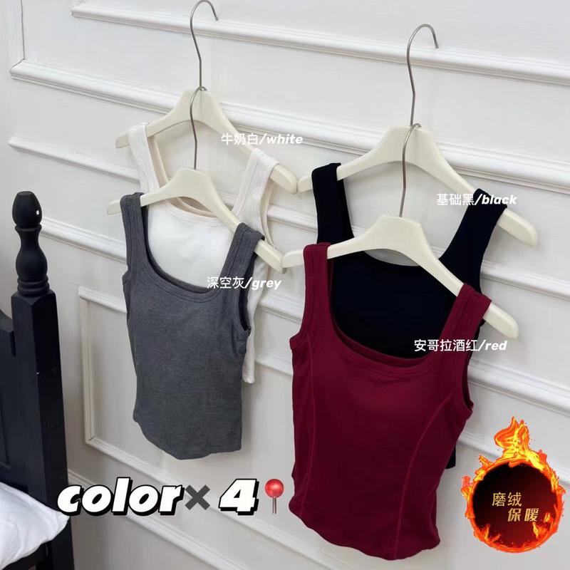 Virtue Pull All-Match Fleece Warm Vest Simple with Chest Pad U Collar Inner Wear Base Outer Wear Slim-Fit Thermal Underwear 5