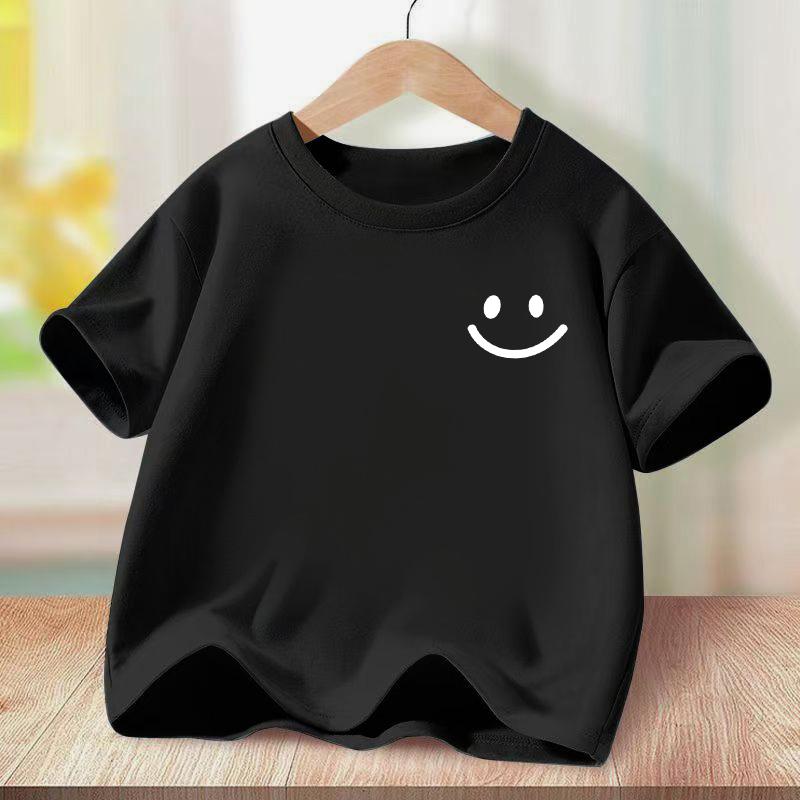 Children's T-shirt, rainbow and smiling face, short sleeved sweatshirt, suitable for boys and girls aged 1-12 distro  kid 4