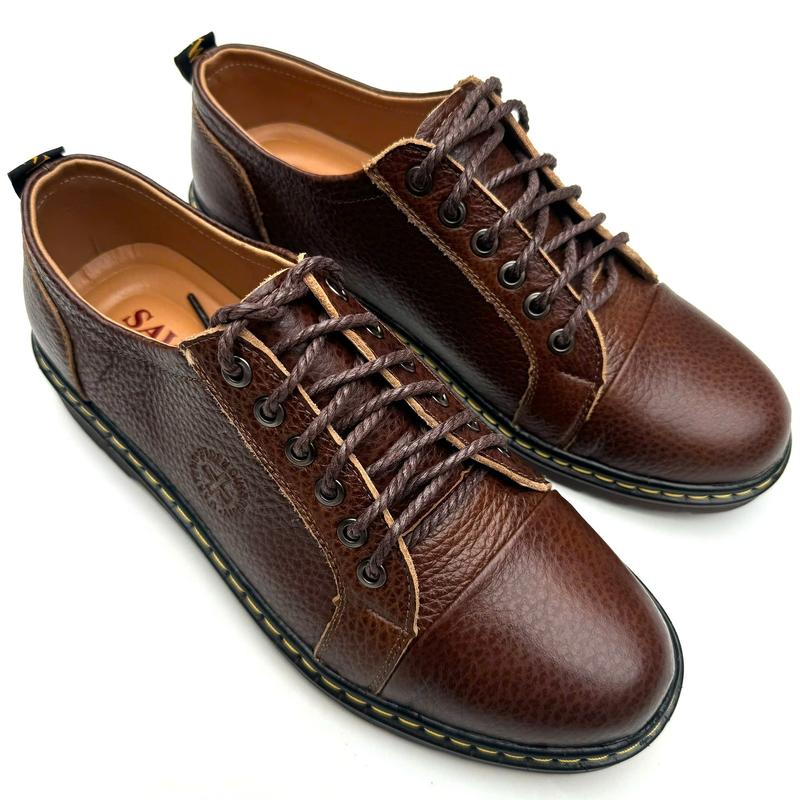 D02-Giày Đốc Nam Da Bò Khoẻ Khoắn Đế Kếp Khâu Bền Bỉ Màu Nâu Da Bò Sần Giày Nam Shoes