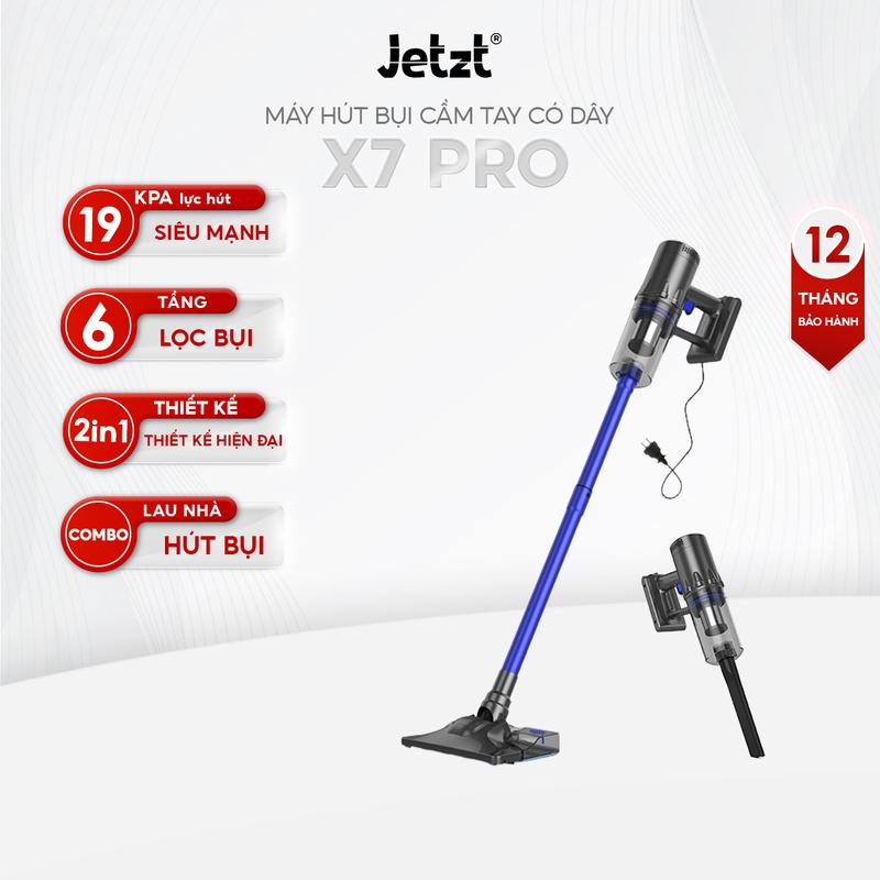 FLASH SALE Máy hút bụi cầm tay có dây JETZT X7 PRO Tặng kèm phụ kiện lau sàn lực hút mạnh 19.000PA làm sạch vượt trội chính hãng bảo hành 12 tháng