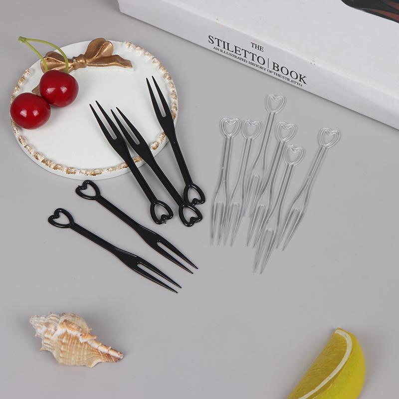 Product Introduction of 100pcs/bag Fruit Fork Mini Clear Plastic Forks Home Dining Food Cake Fruit Fork 11