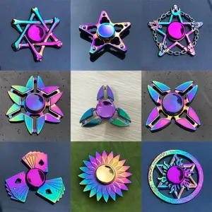 PREMIUM Mainan Fidget Spinner Bearing Besi Pijet Spiner Rainbow  Bintang Kartu Lotus Chrome Magic Circle