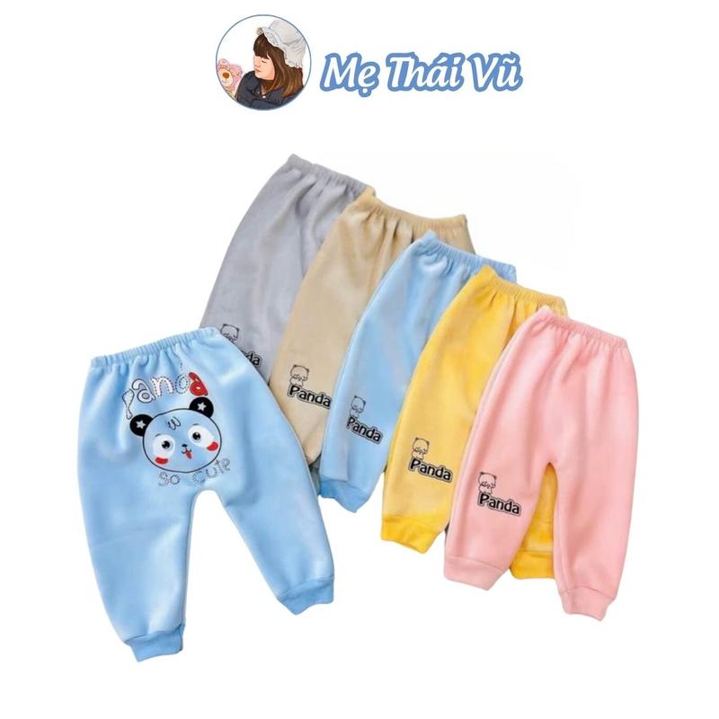 Set 3 quần dài chục nỉ nhung lót lông dày ấm mùa đông cho bé trai gái từ 3 đến 13kg Mẹ Thái Vũ