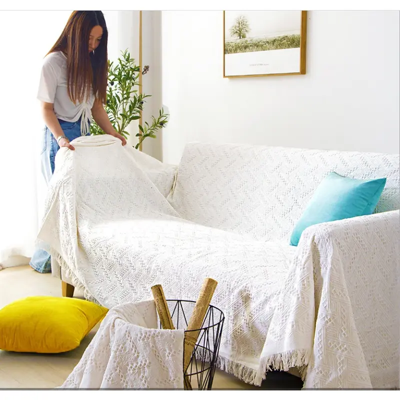 (CAO CẤP SIZE 1M8-2M3) Khăn trải bàn, Thảm phủ ghế Sofa phong cách Bắc Âu Màu Trơn Sang Trọng 1