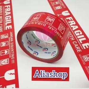 LAKBAN FRAGILE MERAH & PUTIH SEVEN STAR ASLI 2" (50,100,200 YARD)