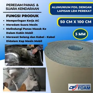Peredam Panas Kap Mesin Mobil 5mm x 50cm Alumunium Foil + Lem Sticker