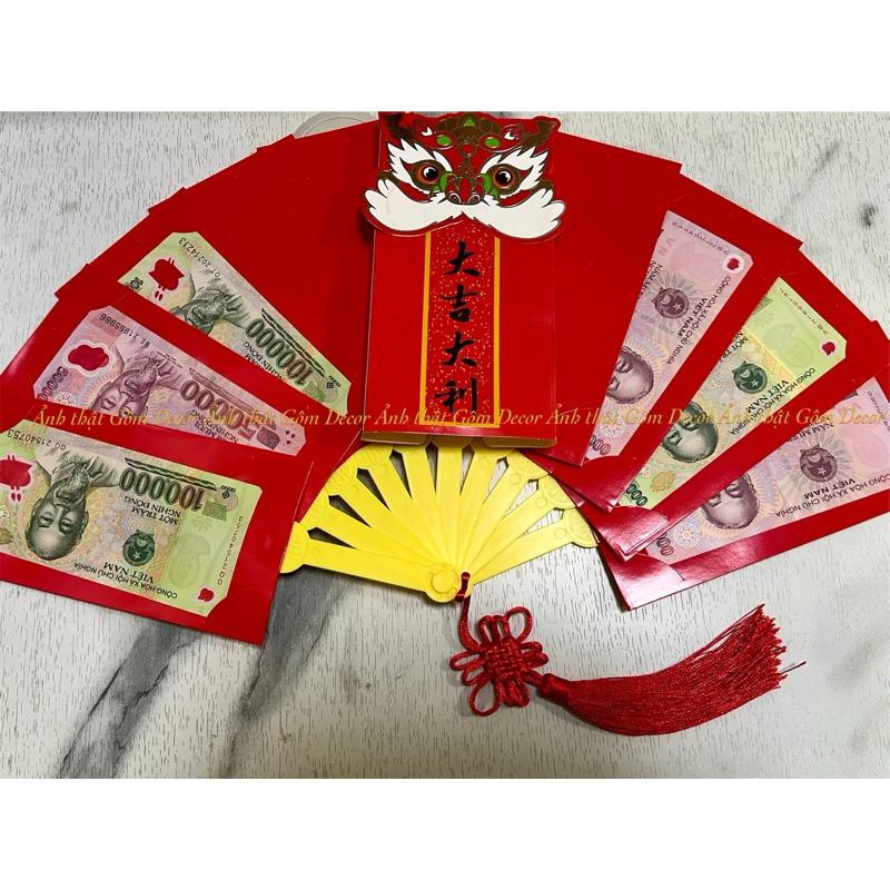 Lì xì xoè quạt Tết Ất Tỵ 2025 có 6 ngăn - 10 ngăn, bao lì xì con rồng dễ thương dạng quyển 2