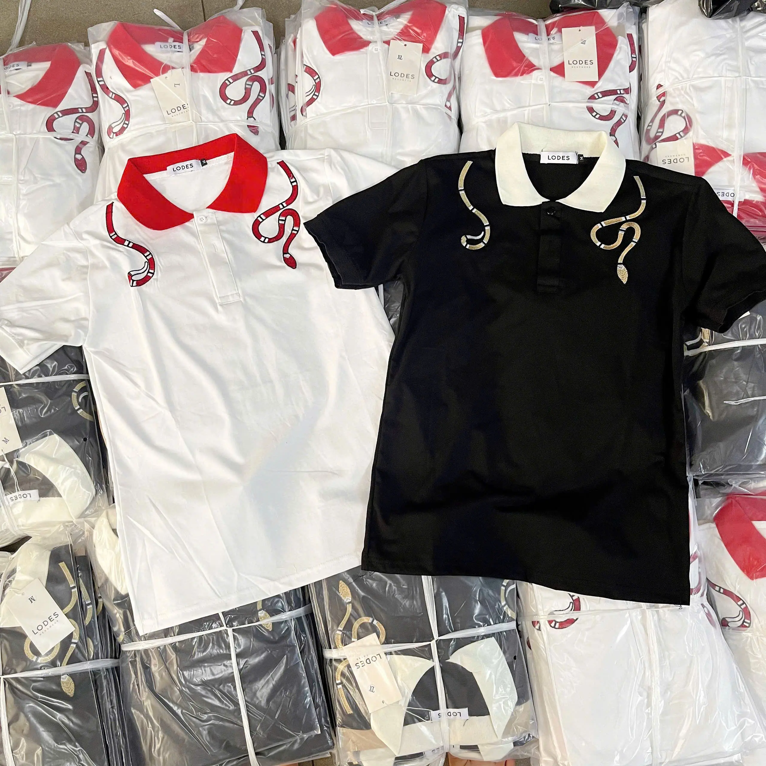 Áo polo nam thêu snake vải cotton co giãn thoáng mát-MENSWEAR STORE