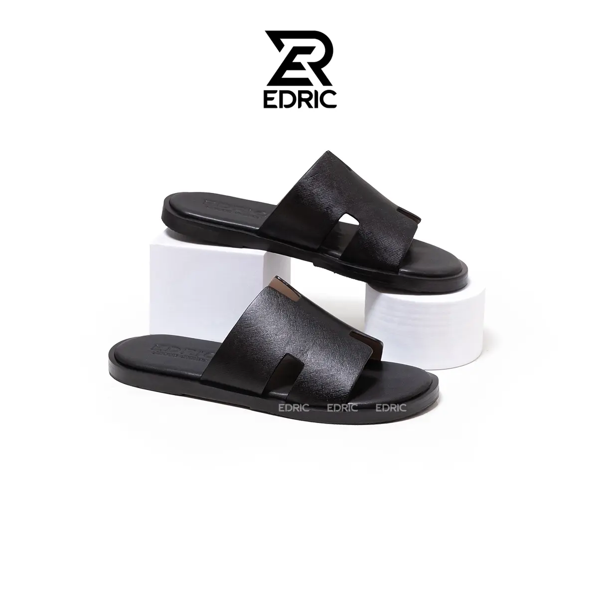 Dép Nam Quai Da Bò, Dép Chữ H Nam Đế Phíp Dán Vibramm Cao Cấp EDRIC SHOES Hàng Thủ Công Chống Trơn Trượt, Sang Trọng , Lịch Sự , Đẳng Cấp Sz 38 - 43 DéP