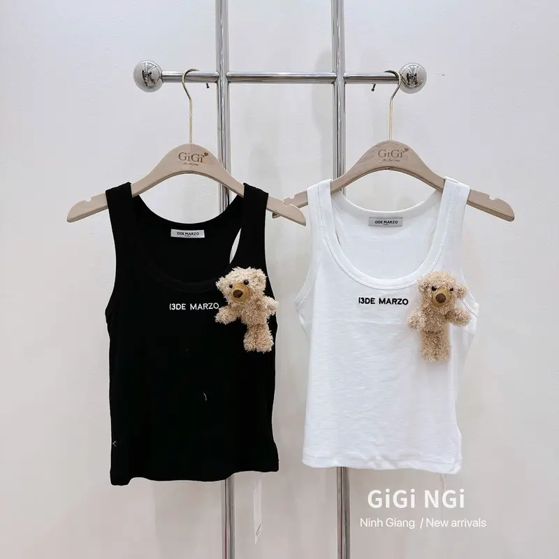Áo ba lỗ gấu 13D cao cấp đen trắng 6