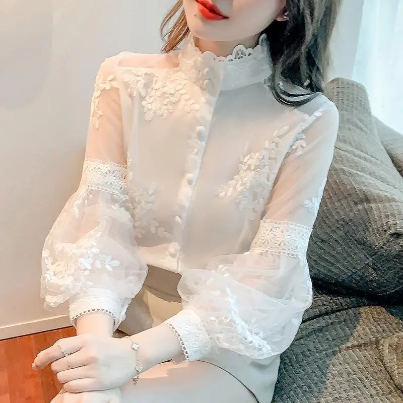 Áo Sơ Mi Thêu Phong Cách Cung Điện, Tay Phồng, Áo Sơ Mi Ren, Áo Sơ Mi Nhỏ Phong Cách Phương Tây, Dành Cho Nữ, Thiết Kế Đẹp, Độc Đáo, Thời Trang, Hàng Mới Về Mùa Xuân 2022
