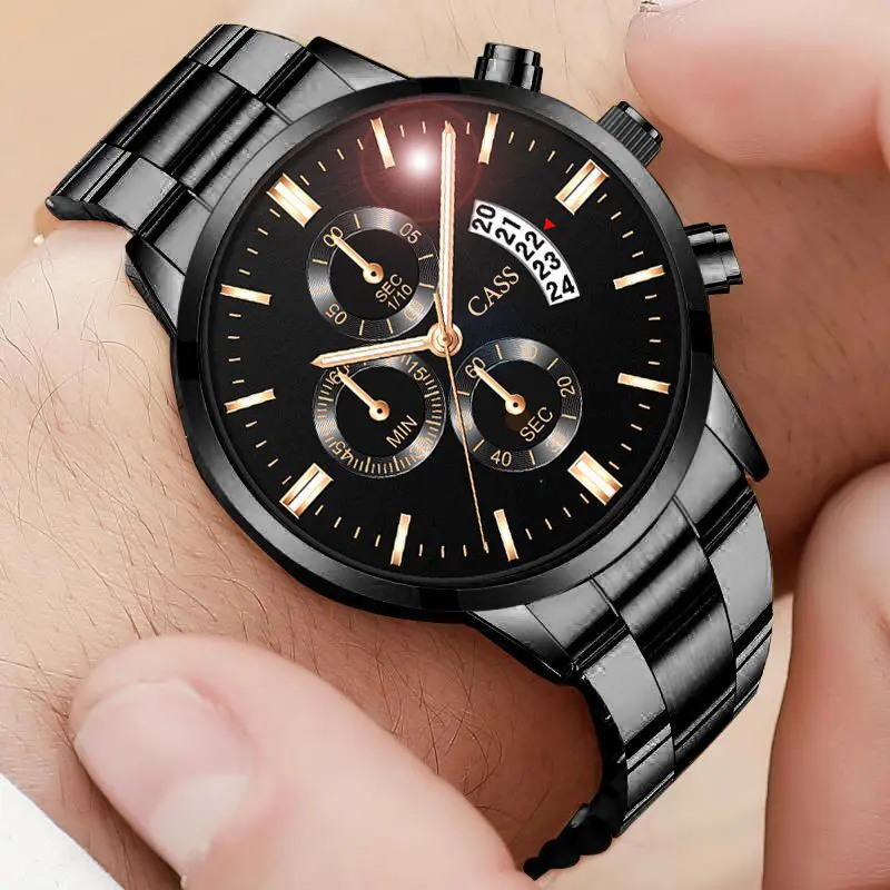 CASS JAM TANGAN PRIA TERBARU 2023 BAND BAJA KALENDER LEDAKAN BAND KUARSA WATCH MEN'S BUSINESS MEN'S WATCH THREE DIAL DIAL WATCH WATCH 7