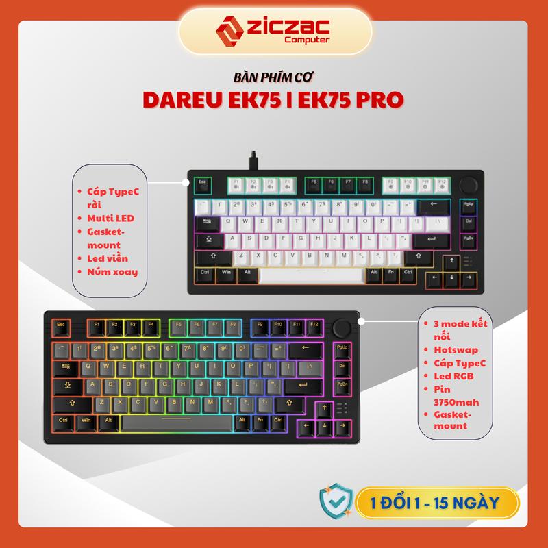 Bàn phím cơ Gaming DAREU EK75 | EK75 PRO 3 mode không dây led RGB hotswap giảm ồn Dream Switch - Chính hãng BH 24th