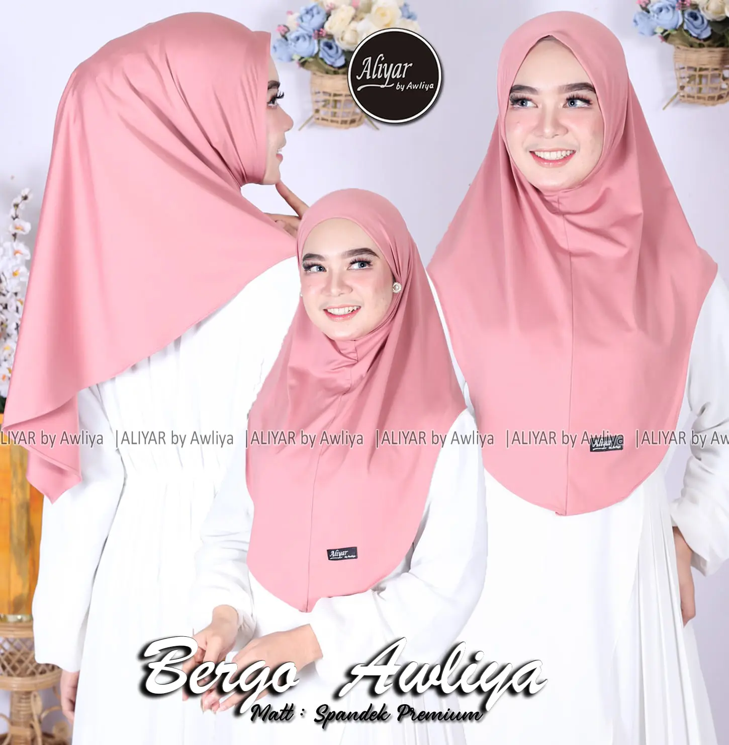 HIJAB BERGO AWLIYA SIZE M SPANDEK PREMIUM ORIGINAL ALIYAR BY AWLIYA