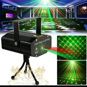 new COD Mini Laser Stage Lighting Sensor Musik Lampu Disco / Panggung / Party Dapat disesuaikan Dapat disesuaikan